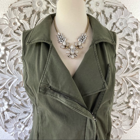 {Marrakech} Anthropologie Army Green Utility Moto Vest, Size S - Picture 3 of 10